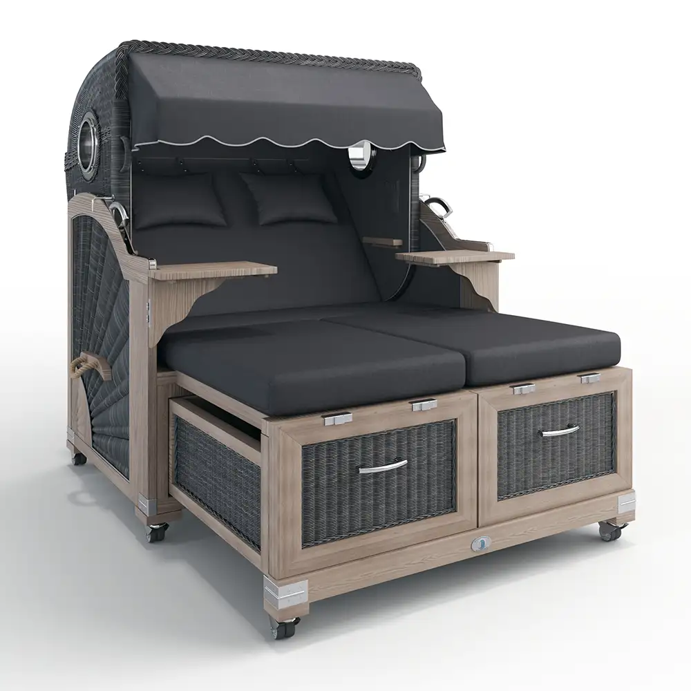 Stilkorb Buxtehude Teak Vintage mit Bullaugen, Paketangebot