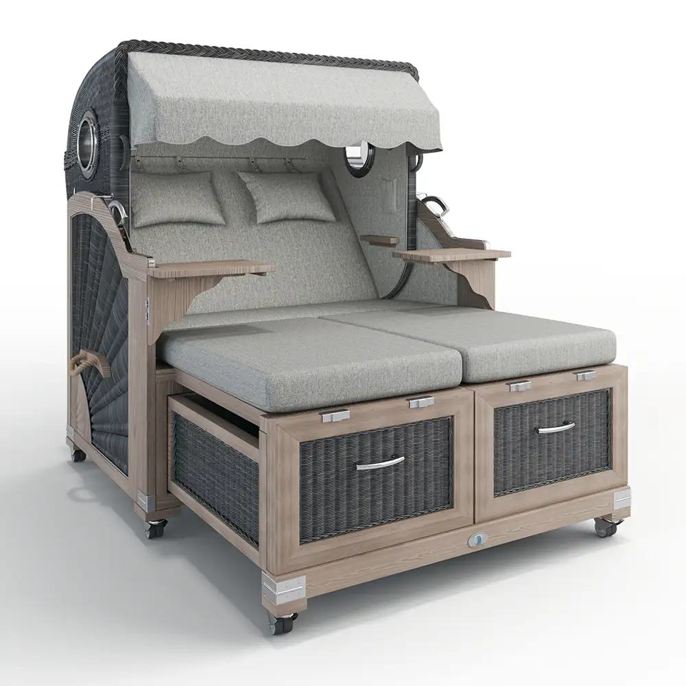 Stilkorb Buxtehude Teak Vintage mit Bullaugen, Paketangebot