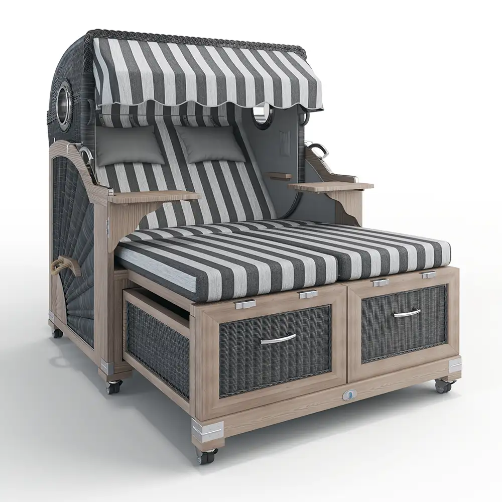 Stilkorb Buxtehude Teak Vintage mit Bullaugen, Paketangebot