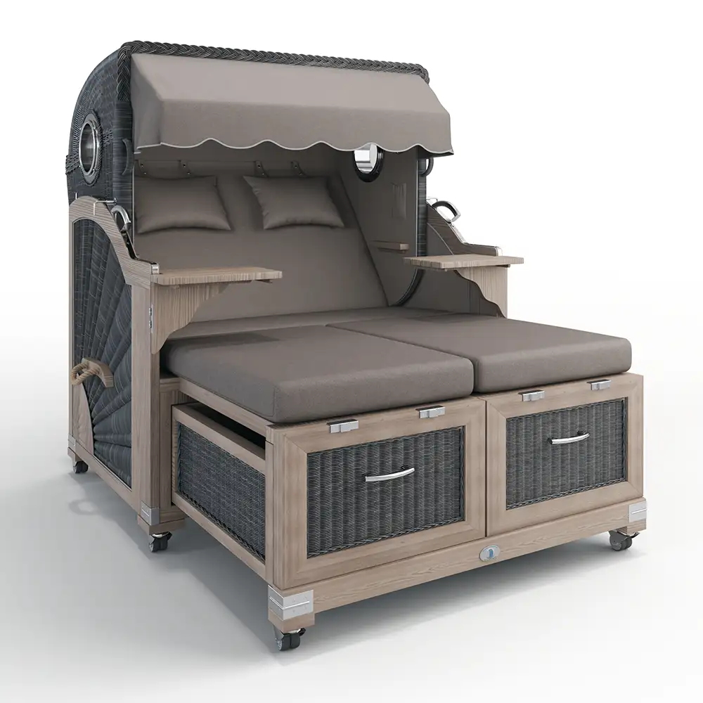 Stilkorb Buxtehude Teak Vintage mit Bullaugen, Paketangebot