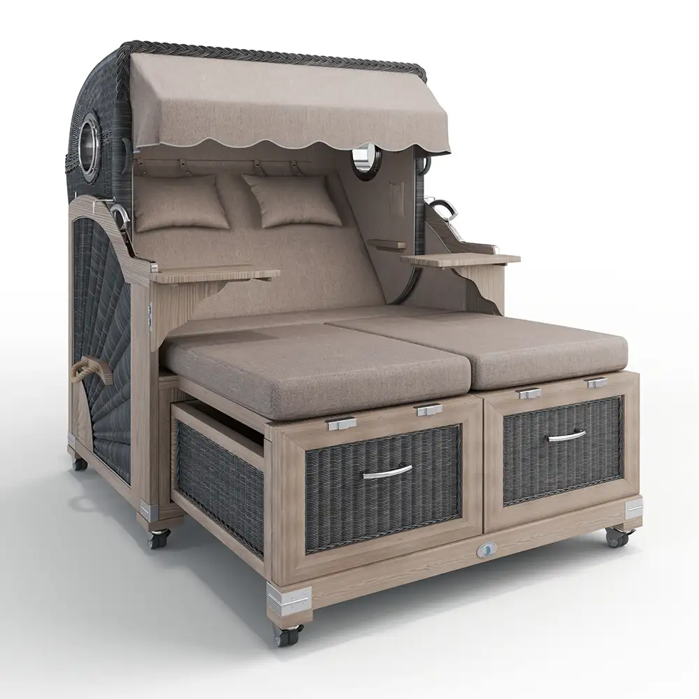 Stilkorb Buxtehude Teak Vintage mit Bullaugen, Paketangebot